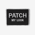 Брендовий патч Patch My Look 8×6 з білою вишивкою на чорному тлі