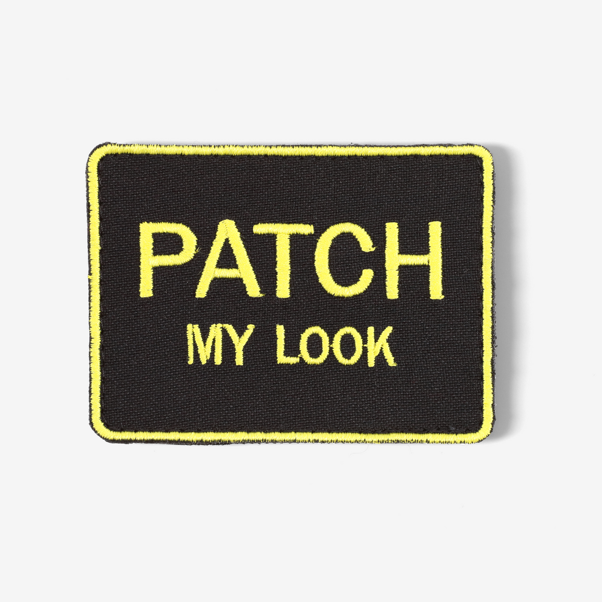 Брендовий патч Patch My Look 8×6 з жовтою вишивкою на чорному тлі